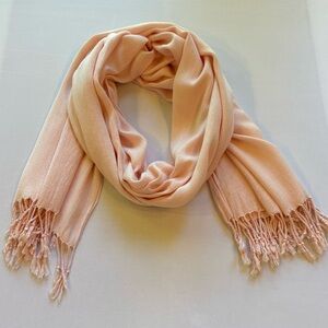 Lily Morgan Light Pink Super Soft Rectangular Scarf with Fringe
